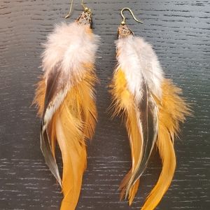 Handmade Natural Feathers Boho Earrings